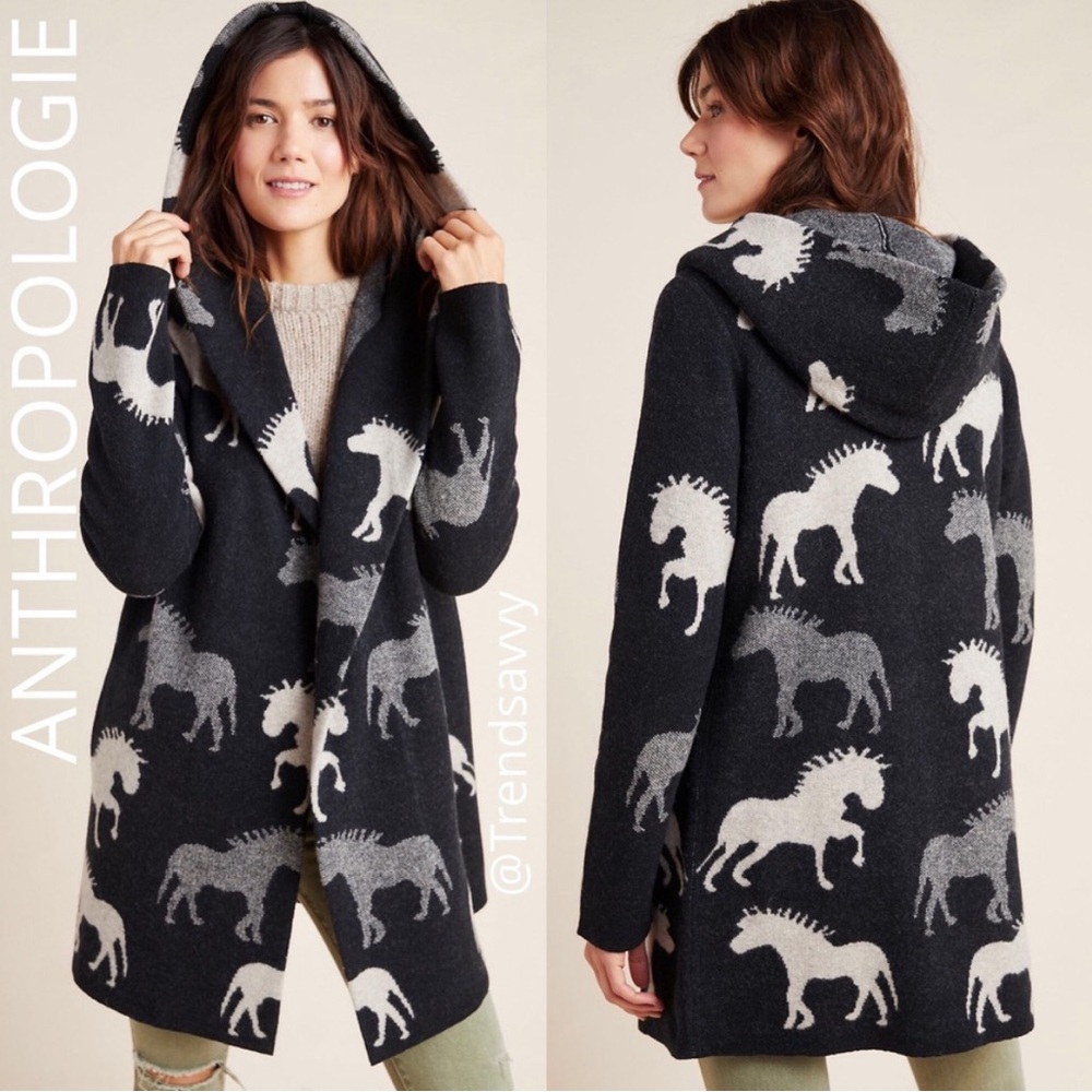 Anthropologie Pilcro Field Flower Horses Sweater Coat Cardigan Sedona People - Picture 2 of 8
